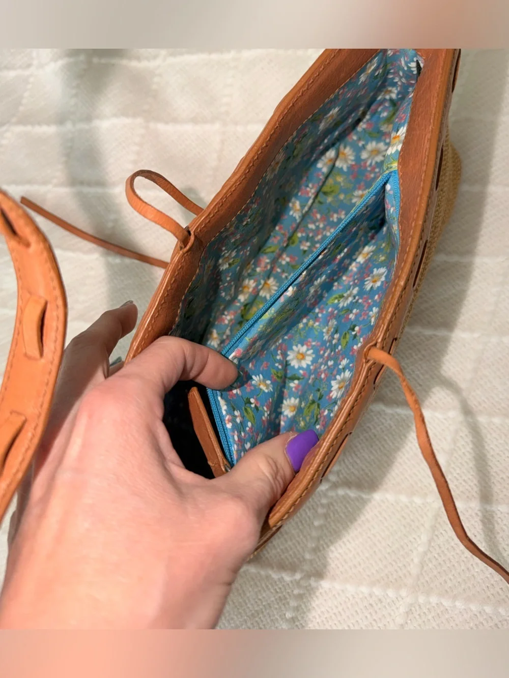 Vintage Y2K Cole Haan Straw Leather Shoulder Bag